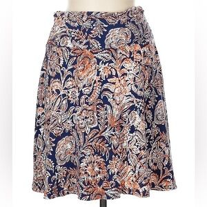 Cynthia Rowley A-Line Skirt - Black and Orange Floral